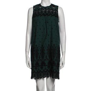 SEA NEW YORK Broderie Anglaise Embroidered Eyelet Scalloped Trim Shift Dress